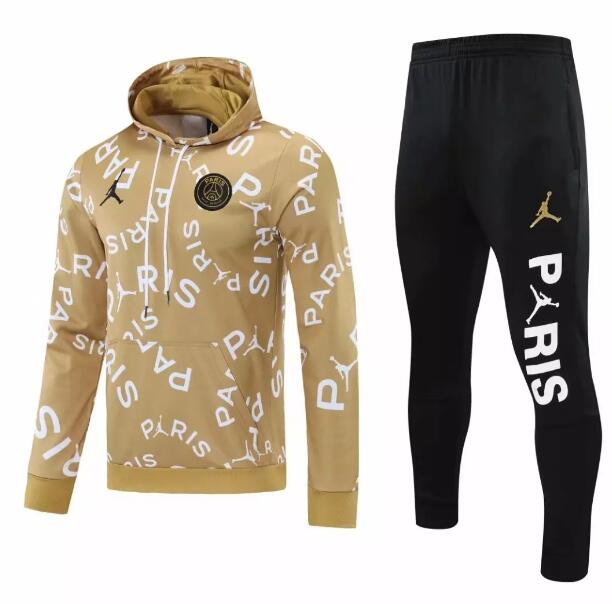 PSG x Jordan Golden Tracksuits Paris Hoodie Sweatshirt with Pants 2020/21